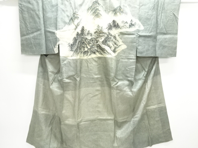 JAPANESE KIMONO / ANTIQUE MENS JUBAN / SILK / SCENERY